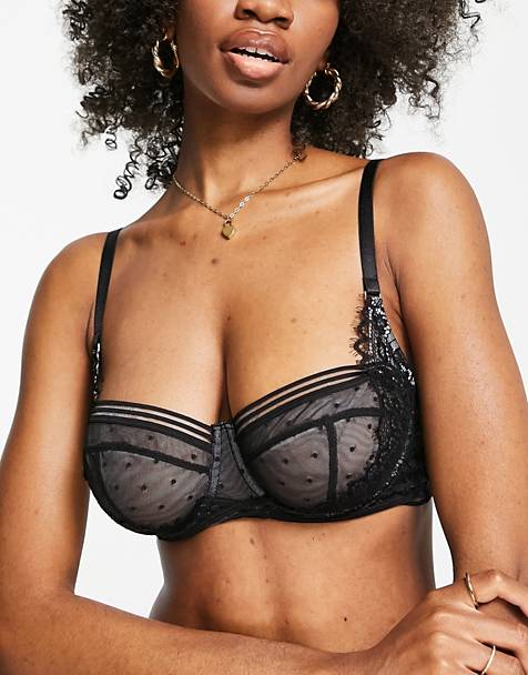 Fuller Bust Athena longline mesh and lace triangle bralette with strapping and cutout detail in ASOS Damen Kleidung Unterwäsche Dessous-Accesoires 