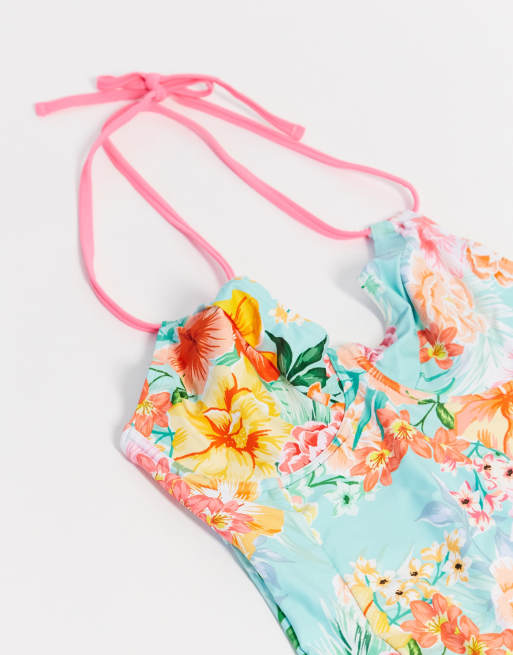 Figleaves - Fuller bust Honolulu badedragt med bøjle i multitropisk print, 4 af 4