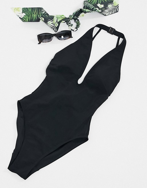 Figleaves fuller bust icon adelaide swimsuit with strappy back in black