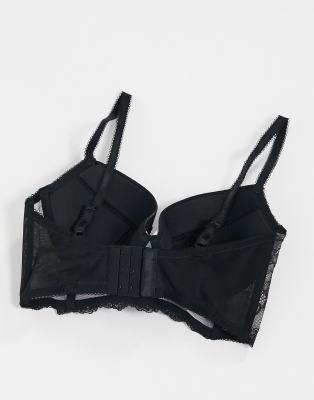 black lace longline bra