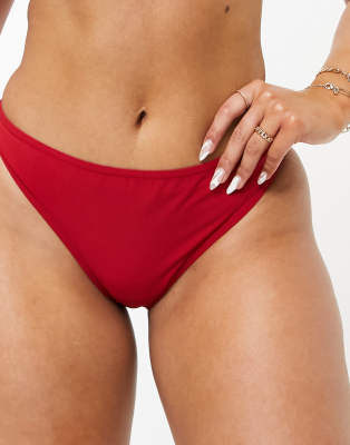 Figleaves Fuller Bust ladder high leg bikini bottom in red