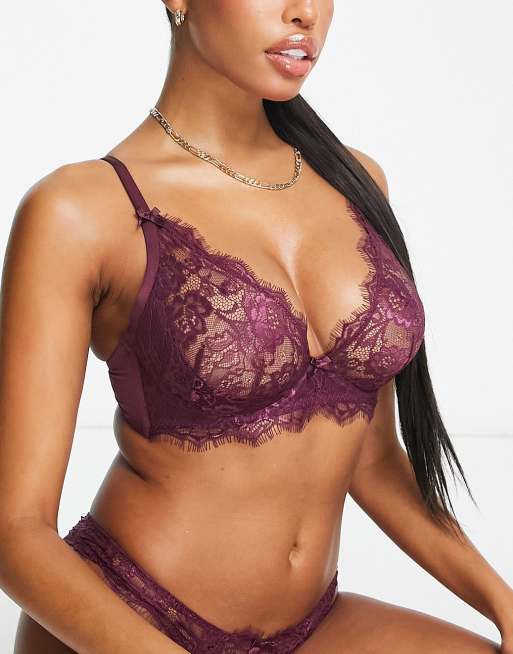 Intimates & Sleepwear, Black Purple Bra Set Size 36c