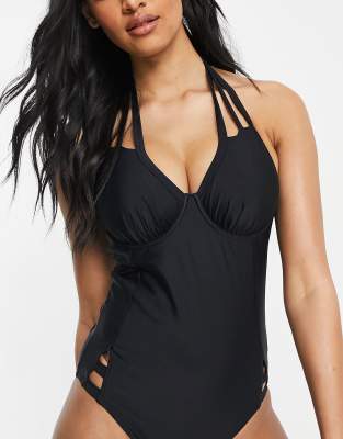 black fuller bust swimsuit