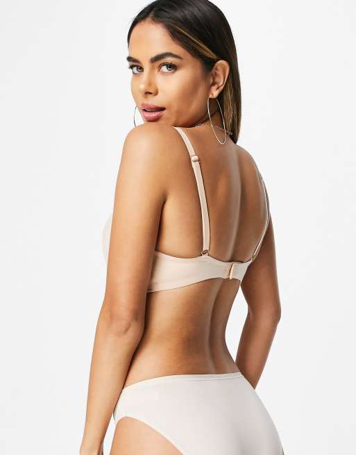 Figleaves fuller bust smoothing non wired plunge bra in latte, 2 of 4