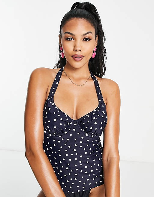 Figleaves Fuller Bust sorrento underwire tummy control tankini in ink spot