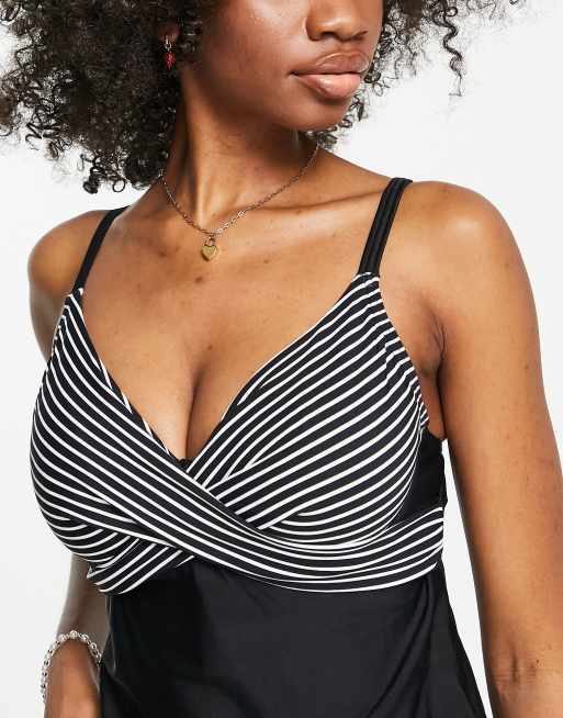 Figleaves Santa Monica Plunge Halter Tankini Black Print – Brastop UK