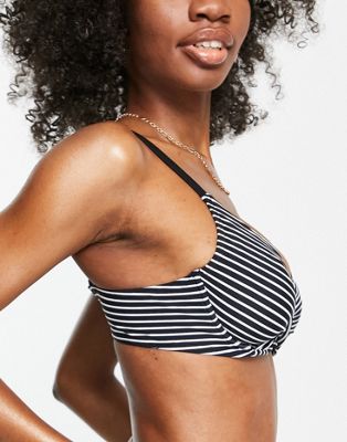 Fuller Bust underwired bikini top in black stripe