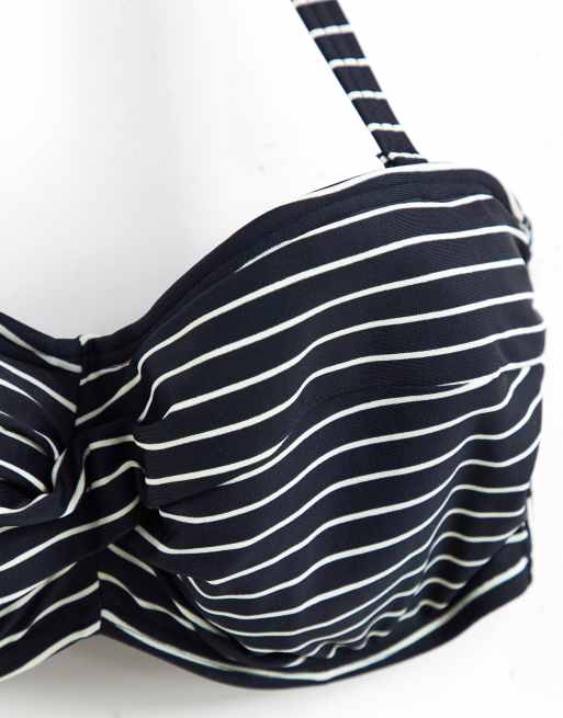 Figleaves – Fylligare byst – Tailor – Svartvit, randig bandeau-bikini med bygel, 4 av 4