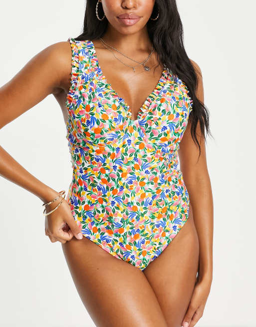 Figleaves - Maillot 1 pièce couvrant à armatures avec imprimé fruits, 2 de 4
