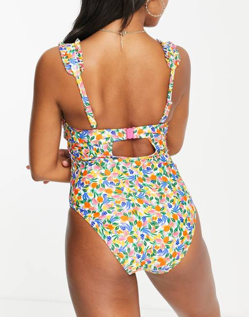 Figleaves - Maillot 1 pièce couvrant à armatures avec imprimé fruits, 4 de 4