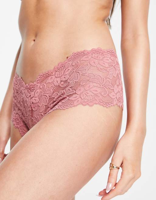 Figleaves - Millie - Kanten jongensshort in lippenstift roze