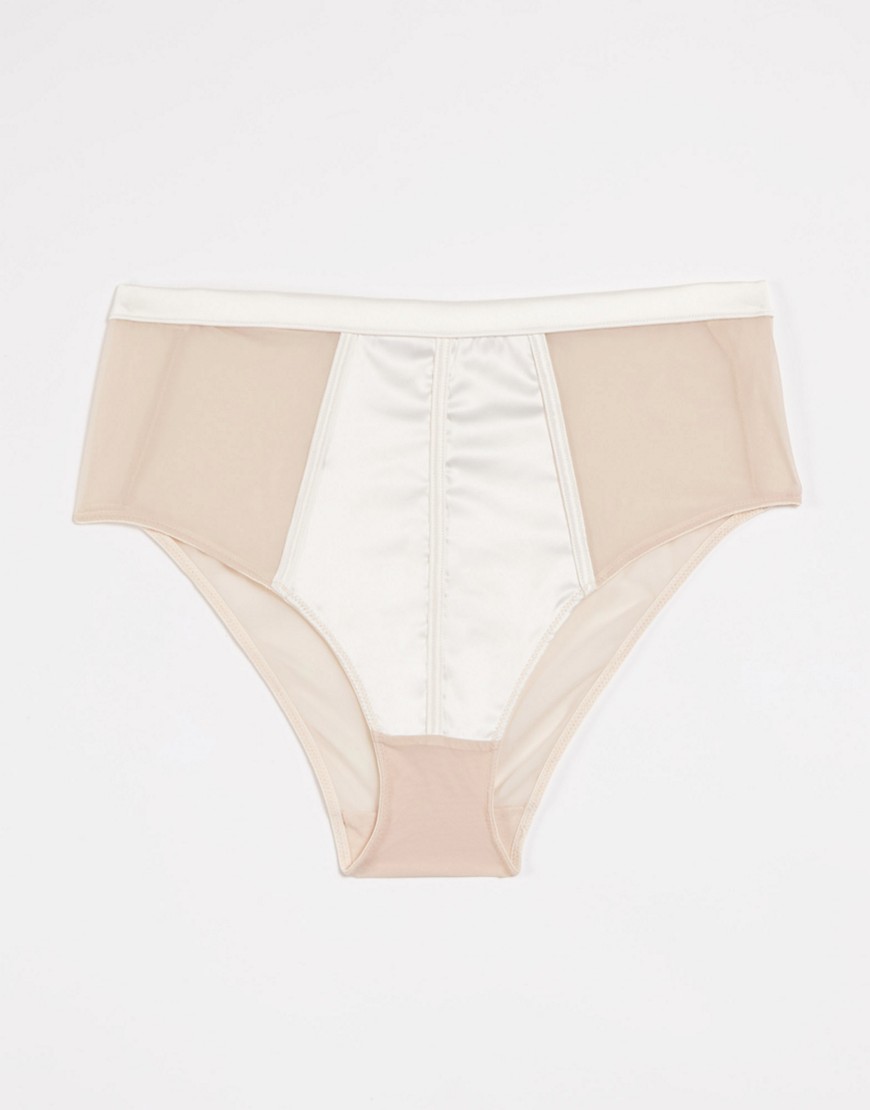 Figleaves Pimlico Sheer Mesh High Waist Brief In Ivory-white