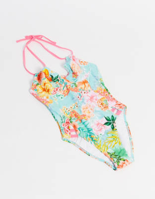 Figleaves - Poitrines généreuses - Honolulu - Maillot 1 pièce à armatures imprimé tropical - Multicolore