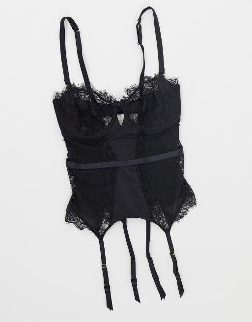 Figleaves Pulse Fuller Bust eyelash lace quarter cup basque in black