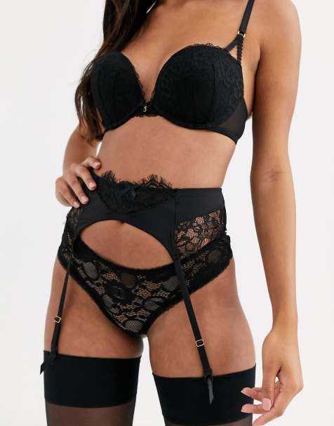 Figleaves – Pulse – Schwarzer Strumpfhalter mit Wimpernspitze