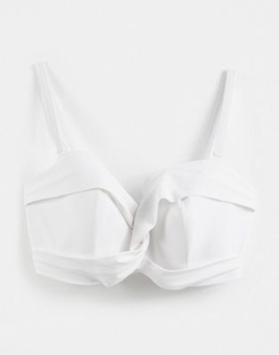 Figleaves rene underwired twist front bandeau bikini top in white