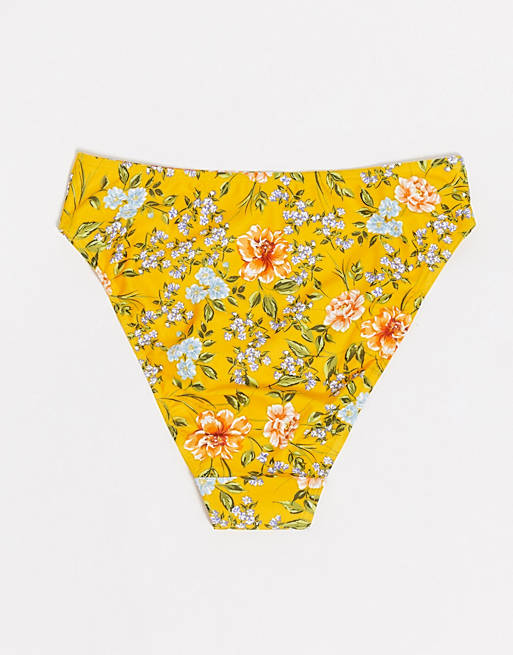 Slip bikini gialli a fiorellini a vita alta Asos Donna Abbigliamento Intimo Mutande Mutande a vita alta 