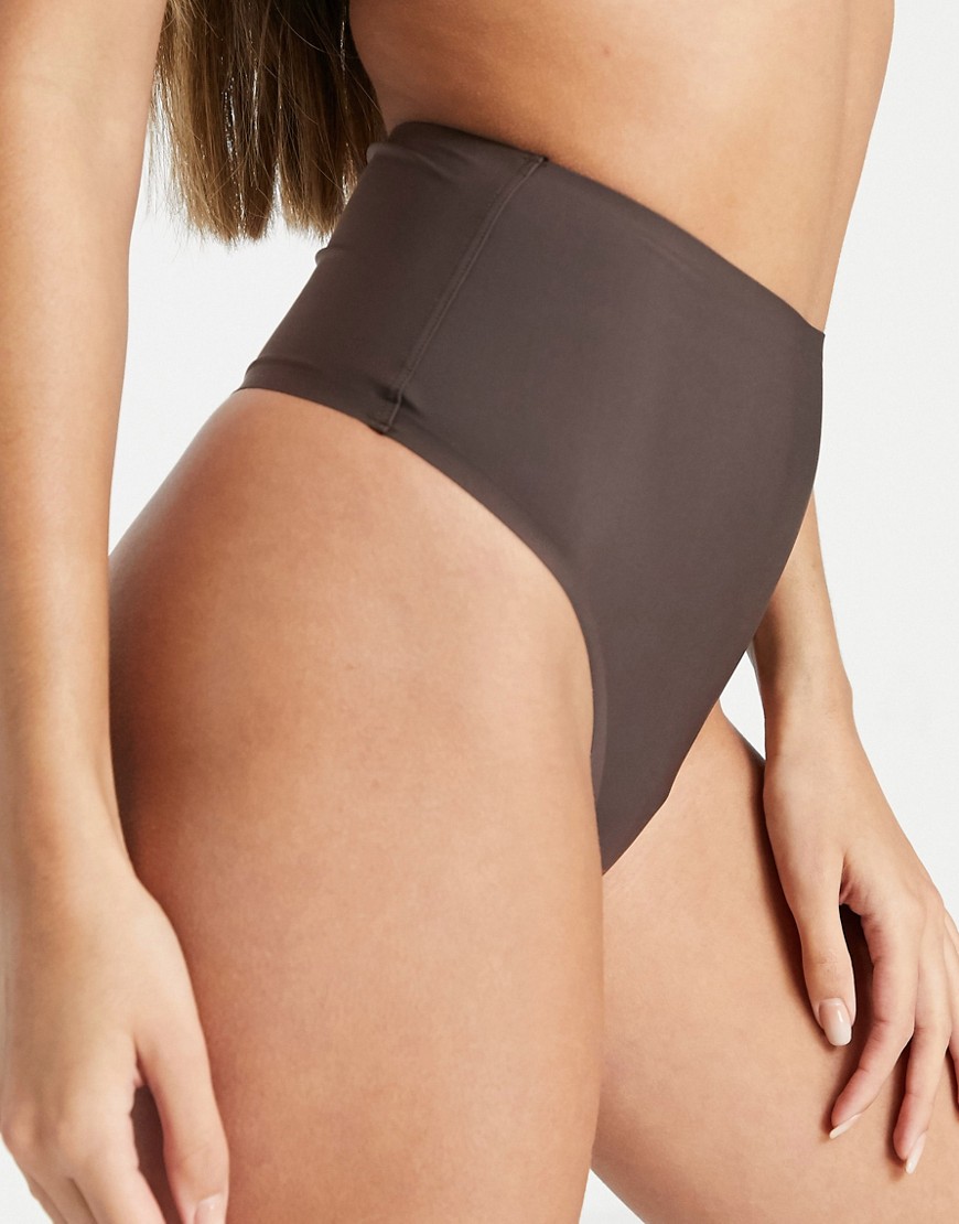 Figleaves Smoothing High Waisted Thong In Café-brown