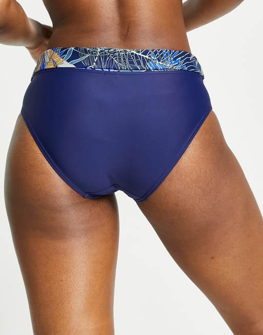 Figleaves ultraviolet palm fold bikini brief in ultra violet palm , 2 of 4