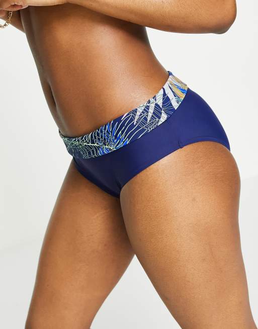 Figleaves ultraviolet palm fold bikini brief in ultra violet palm , 4 of 4