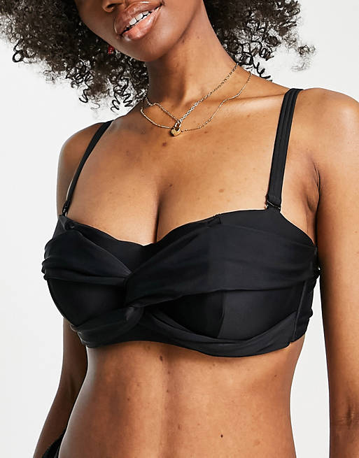 Figleaves - Vollere buste - Bikinitopje met gedraaid detail in zwart