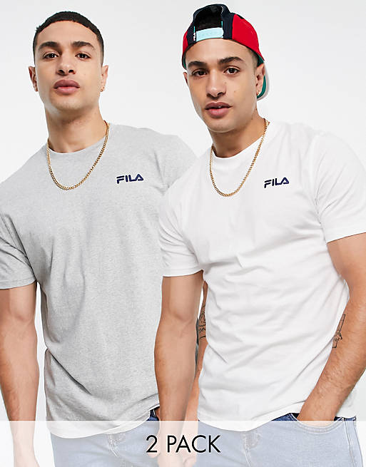 Fila 2 pack t-shirt with logo in white and grey