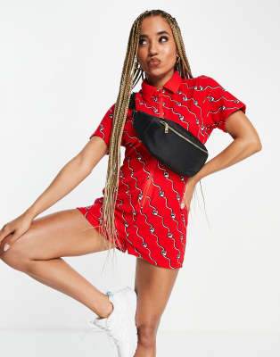 red zip playsuit