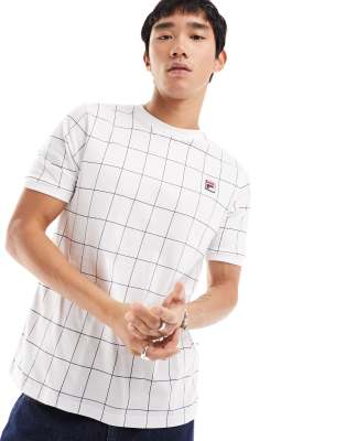 Fila Benton t-shirt with box logo in white check - ASOS Price Checker