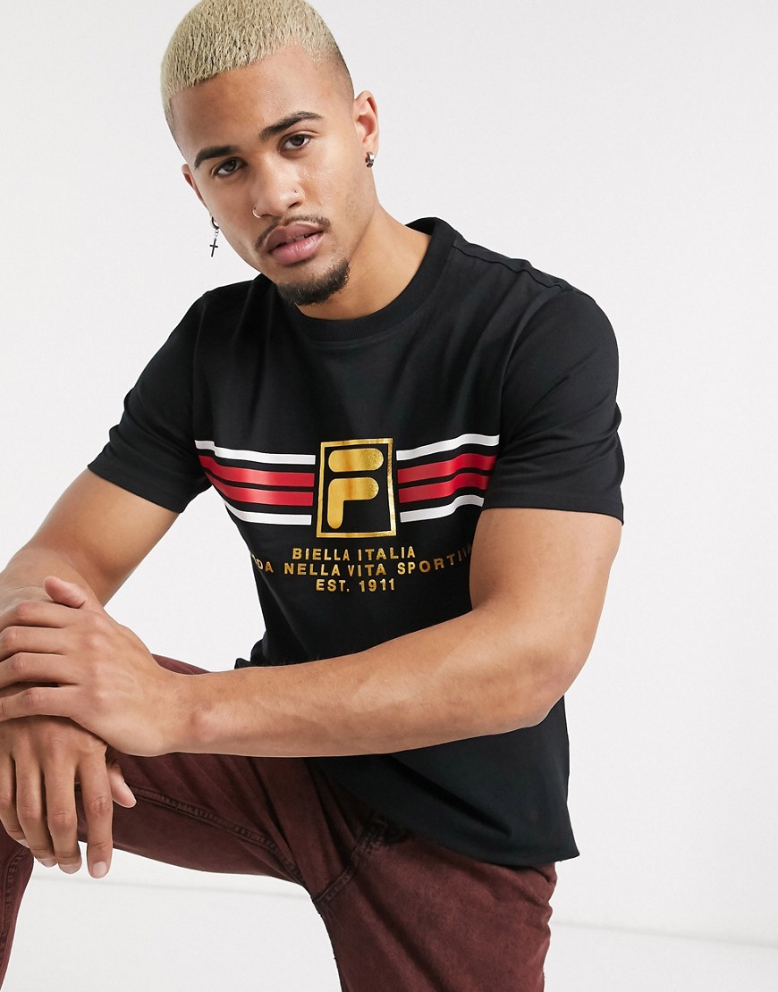 Fila – Benz – Svart t-shirt med logga-Blå