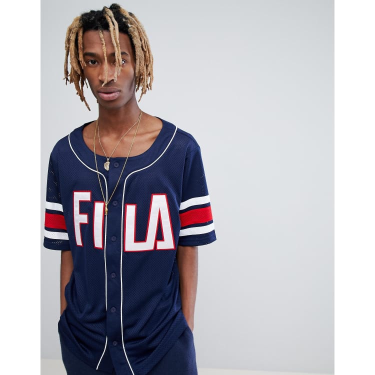 Fila Oversized Baseball Jersey In Mesh - White