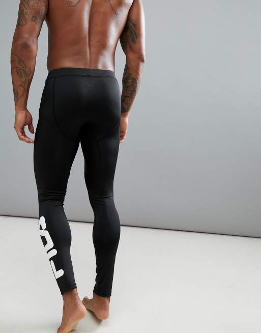 Fila Black Line Sport Running Tights In Black