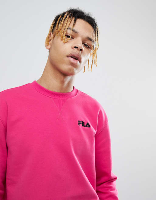 Fila black line sweatshirt with small logo in pink ASOS