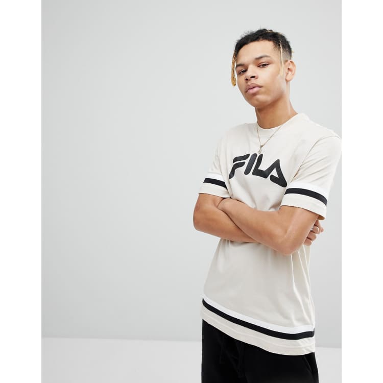 Fila Black Line T Shirt With Baseball Stripe Hem