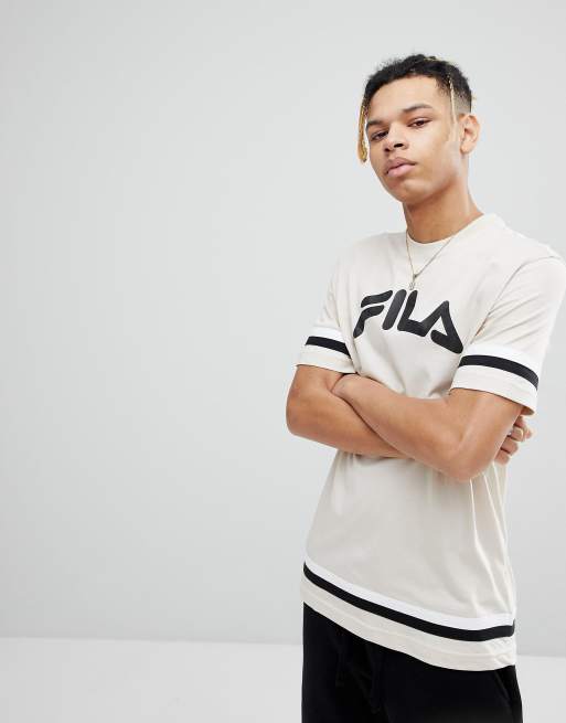 Fila Black Line T Shirt With Baseball Stripe Hem