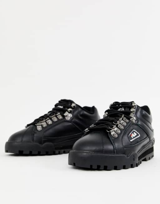 Fila trailblazer black leather on sale trainers