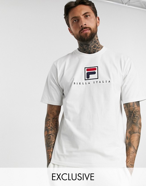 Fila Blade archive logo t-shirt in white exclusive at ASOS