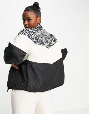 zebra puffer jacket