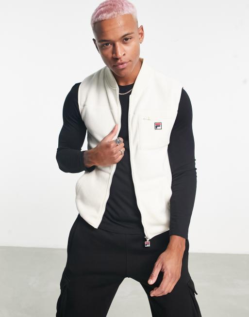 Fila borg gilet with logo in ecru ASOS