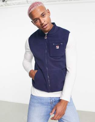 Fila borg vest with logo in navy