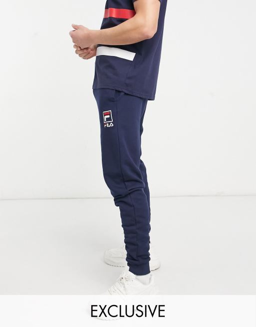 Fila box logo sweatpants in navy Exclusive to ASOS | ASOS