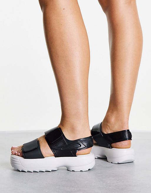 Fila by Melissa chunky sandals with contrast sole in black