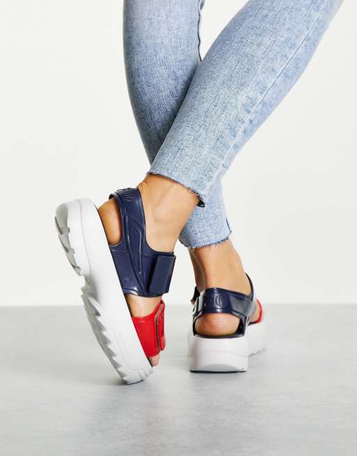 Fila by Melissa chunky sandals with contrast sole in navy ASOS