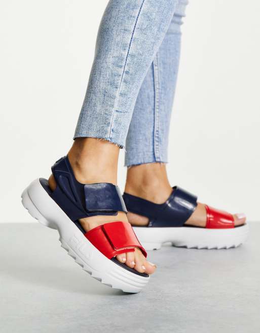 Fila by Melissa chunky sandals with contrast sole in navy ASOS