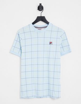 Fila check t-shirt with logo in blue