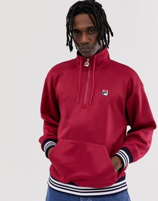 Fila - Cole - Sweatshirt met 1/2 rits in rood
