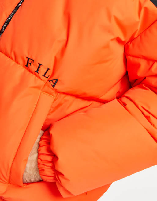Fila orange puffer jacket discount