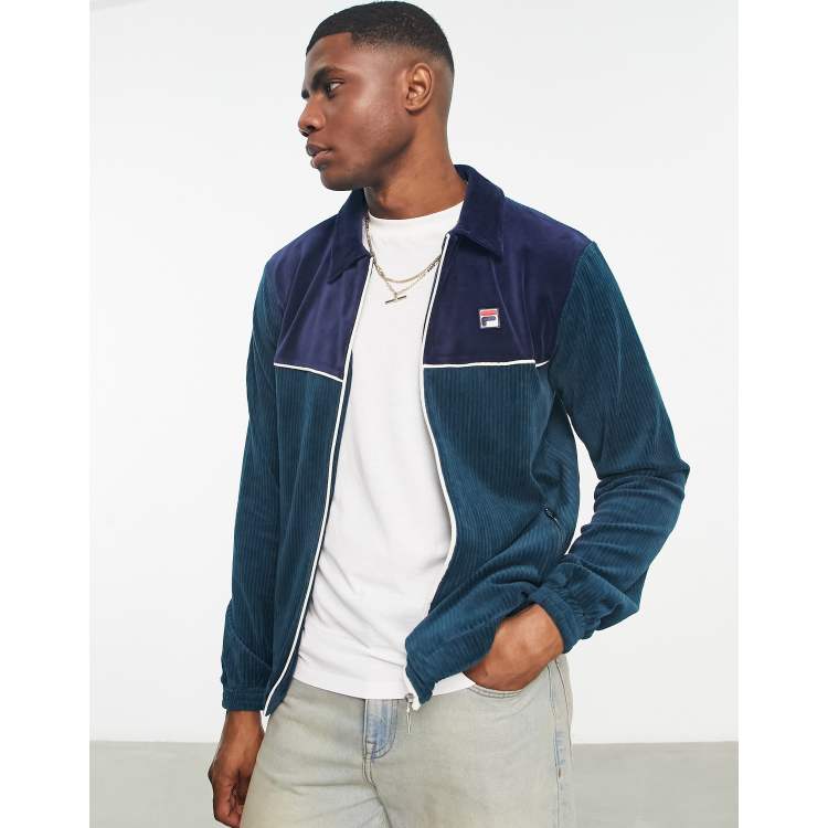 Hassy Spookachtig stam Fila cord zip up sweatshirt with logo in green and navy | ASOS