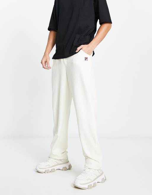 Fila corduroy sweatpants with logo in ecru