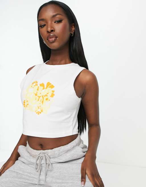 Yellow fila outlet crop top