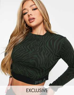 Fila Fila cropped zebra top in green and black